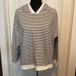 Old Navy Women’s Striped Hoodie Cream Black sz L